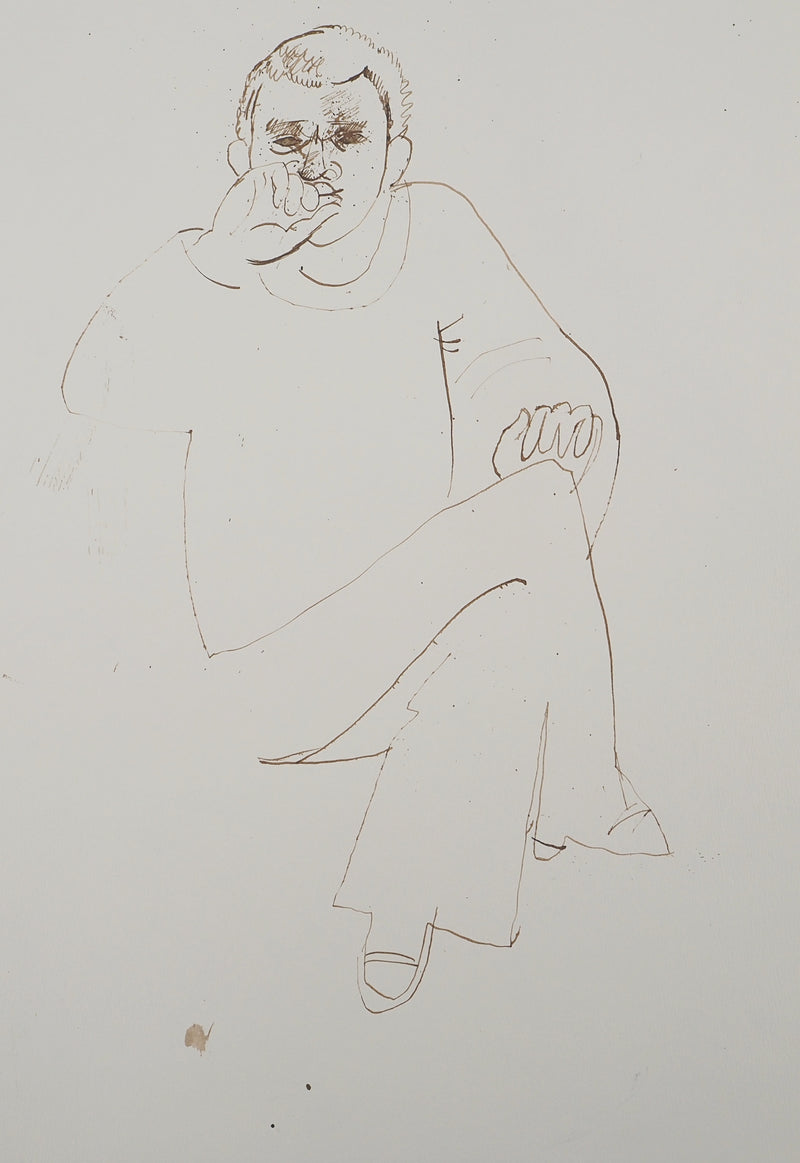 Maurice GENIS : Homme pensif, Dessin original (photo de détail 2) - Crédit photo : Galerie Art.Paris
