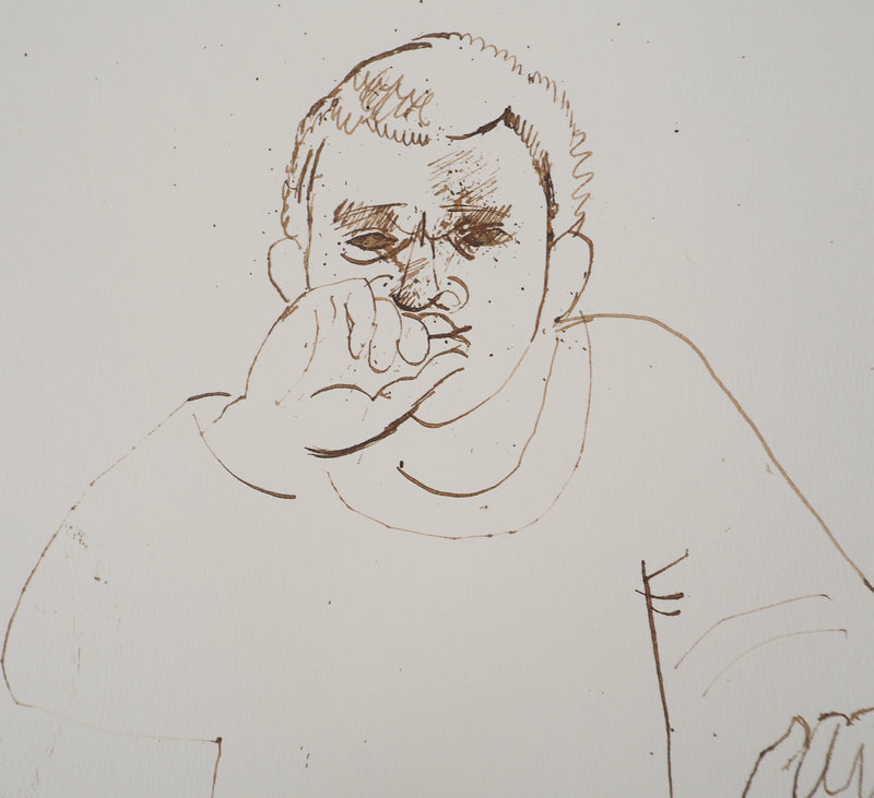 Maurice GENIS : Homme pensif, Dessin original (photo de détail 3) - Crédit photo : Galerie Art.Paris