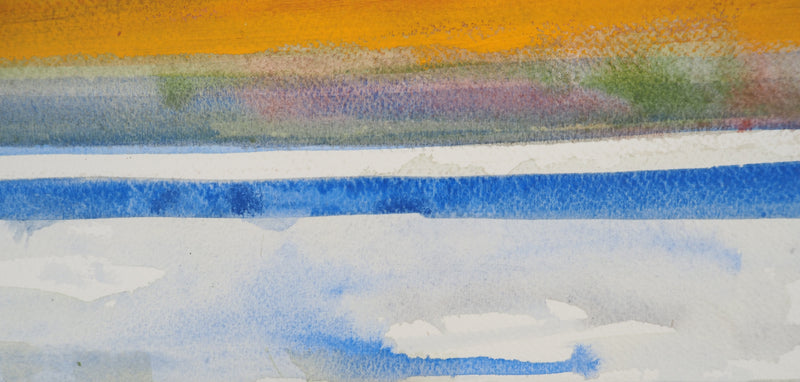 Maurice GENIS : Soleil ardent en plein désert, Aquarelle originale (photo de détail 5) - Crédit photo : Galerie Art.Paris