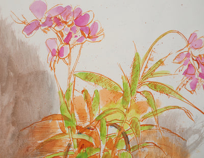 Maurice GENIS : Nature morte aux orchidées, Aquarelle originale (photo de détail 3) - Crédit photo : Galerie Art.Paris