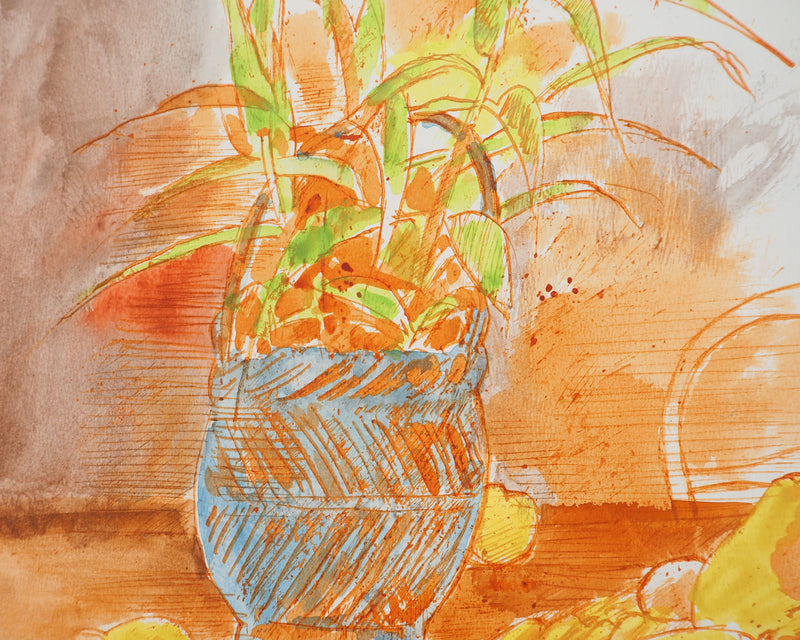 Maurice GENIS : Nature morte aux orchidées, Aquarelle originale (photo de détail 5) - Crédit photo : Galerie Art.Paris