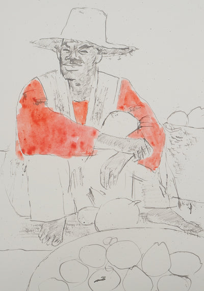 Maurice GENIS : Le marchand de mangues, Dessin original (photo de détail 2) - Crédit photo : Galerie Art.Paris