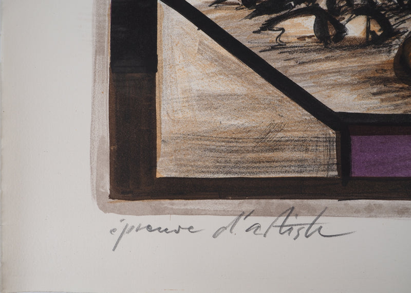 Franz PRIKING : Femme ailée rencontrant la nature,, Lithographie originale (photo de détail 7) - Crédit photo : Galerie Art.Paris