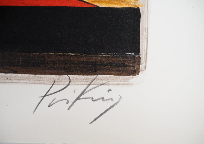 Franz PRIKING : Femme ailée rencontrant la nature,, Lithographie originale (photo de détail 2) - Crédit photo : Galerie Art.Paris