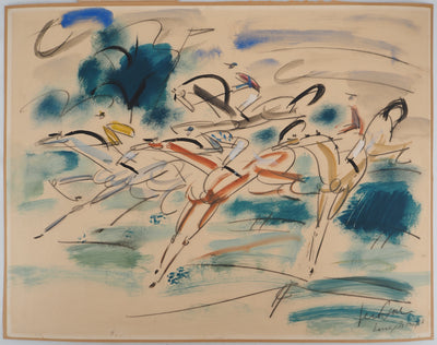 GEN PAUL : Le saut d'obstacle, Longchamps, Aquarelle originale (photo de détail 3) - Crédit photo : Galerie Art.Paris