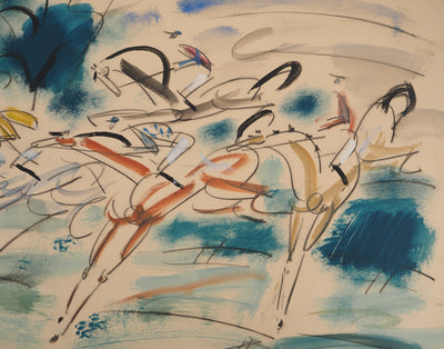 GEN PAUL : Le saut d'obstacle, Longchamps, Aquarelle originale (photo de détail 4) - Crédit photo : Galerie Art.Paris