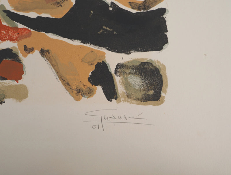 Antonio GUANSE : Composition rouge et jaune, Lithographie originale (photo de détail 2) - Crédit photo : Galerie Art.Paris