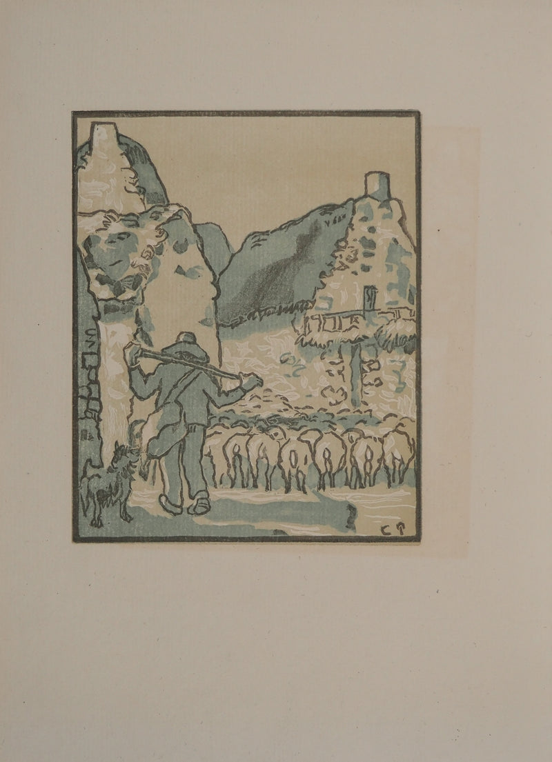 Camille PISSARRO : Le berger, Gravure originale (photo de détail 3) - Crédit photo : Galerie Art.Paris
