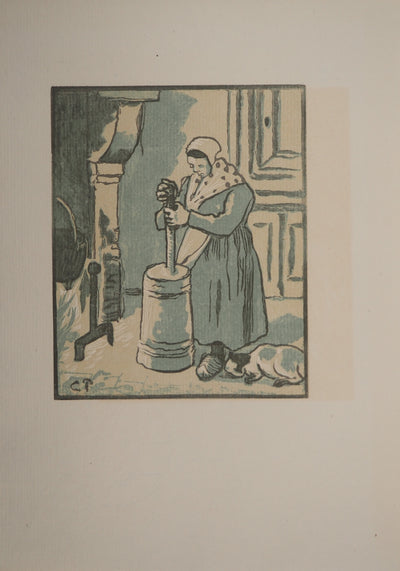 Camille PISSARRO : La baratteuse, Gravure originale (photo de détail 3) - Crédit photo : Galerie Art.Paris