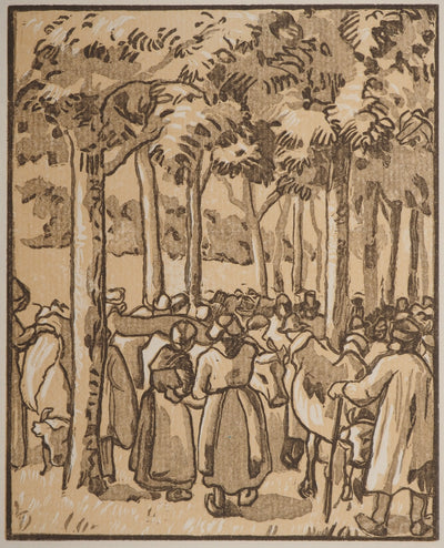 Camille PISSARRO : À l'ombre, Gravure originale (vue générale) - Crédit photo : Galerie Art.Paris