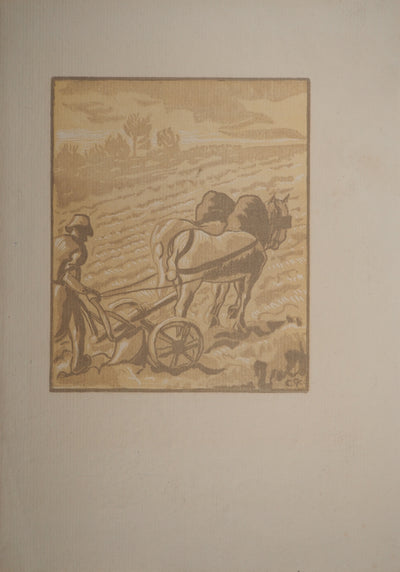 Camille PISSARRO : Le laboureur, Gravure originale (photo de détail 3) - Crédit photo : Galerie Art.Paris