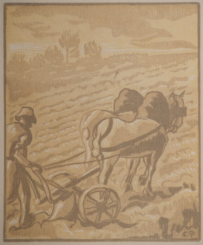 Camille PISSARRO : Le laboureur, Gravure originale (vue générale) - Crédit photo : Galerie Art.Paris