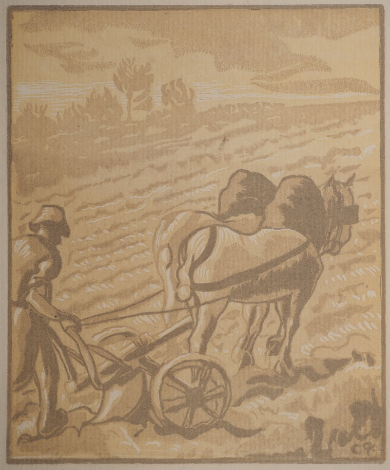 Camille PISSARRO : Le laboureur, Gravure originale (vue générale) - Crédit photo : Galerie Art.Paris