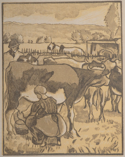 Camille PISSARRO : La trayeuse dans le champs, Gravure originale (vue générale) - Crédit photo : Galerie Art.Paris