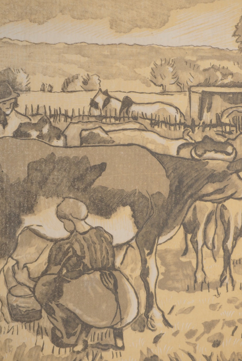 Camille PISSARRO : La trayeuse dans le champs, Gravure originale (photo de détail 3) - Crédit photo : Galerie Art.Paris
