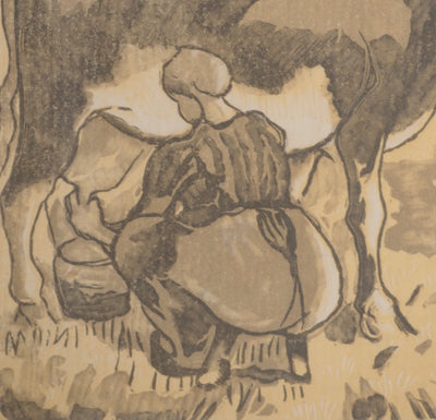 Camille PISSARRO : La trayeuse dans le champs, Gravure originale (photo de détail 5) - Crédit photo : Galerie Art.Paris