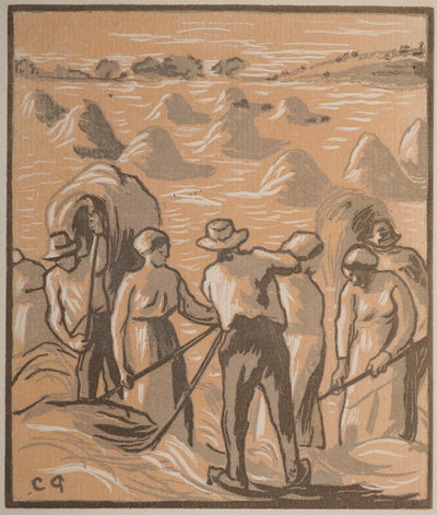 Camille PISSARRO : Les paysans et les meules, Gravure originale (vue générale) - Crédit photo : Galerie Art.Paris