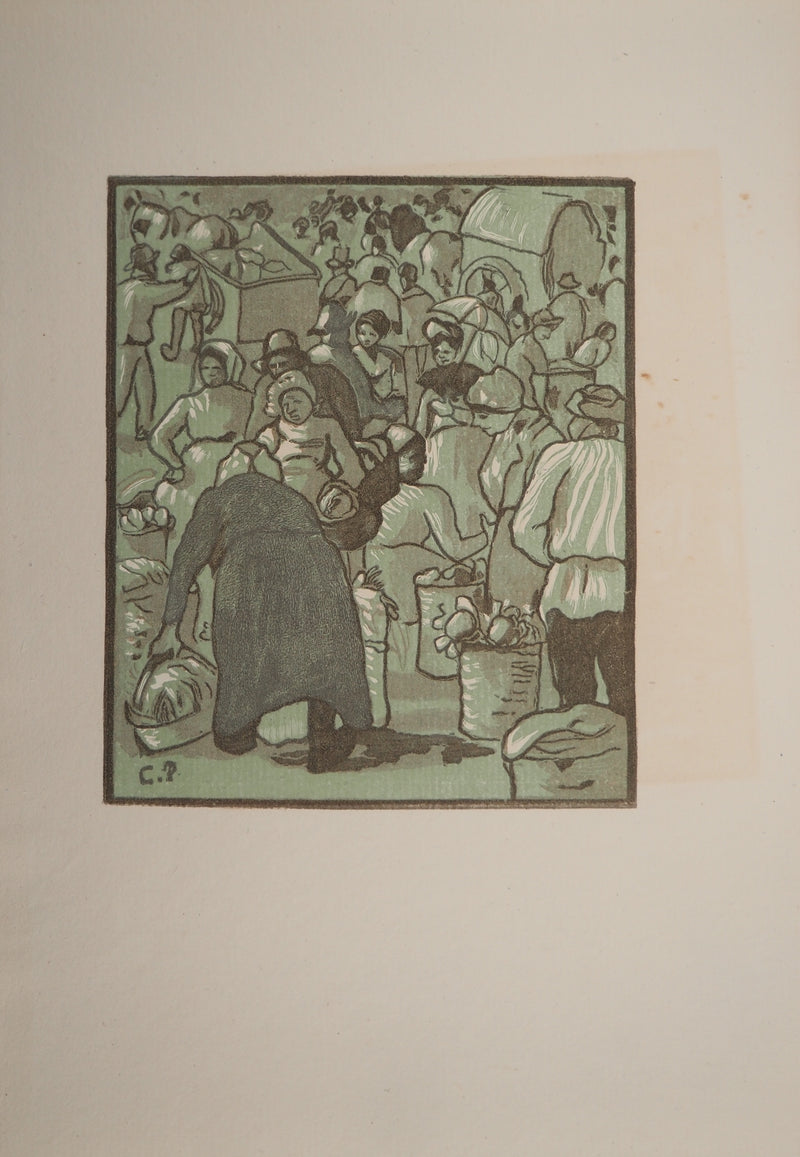Camille PISSARRO : Au marché, Gravure originale (photo de détail 3) - Crédit photo : Galerie Art.Paris