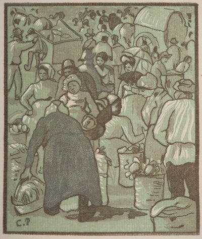 Camille PISSARRO : Au marché, Gravure originale (vue générale) - Crédit photo : Galerie Art.Paris