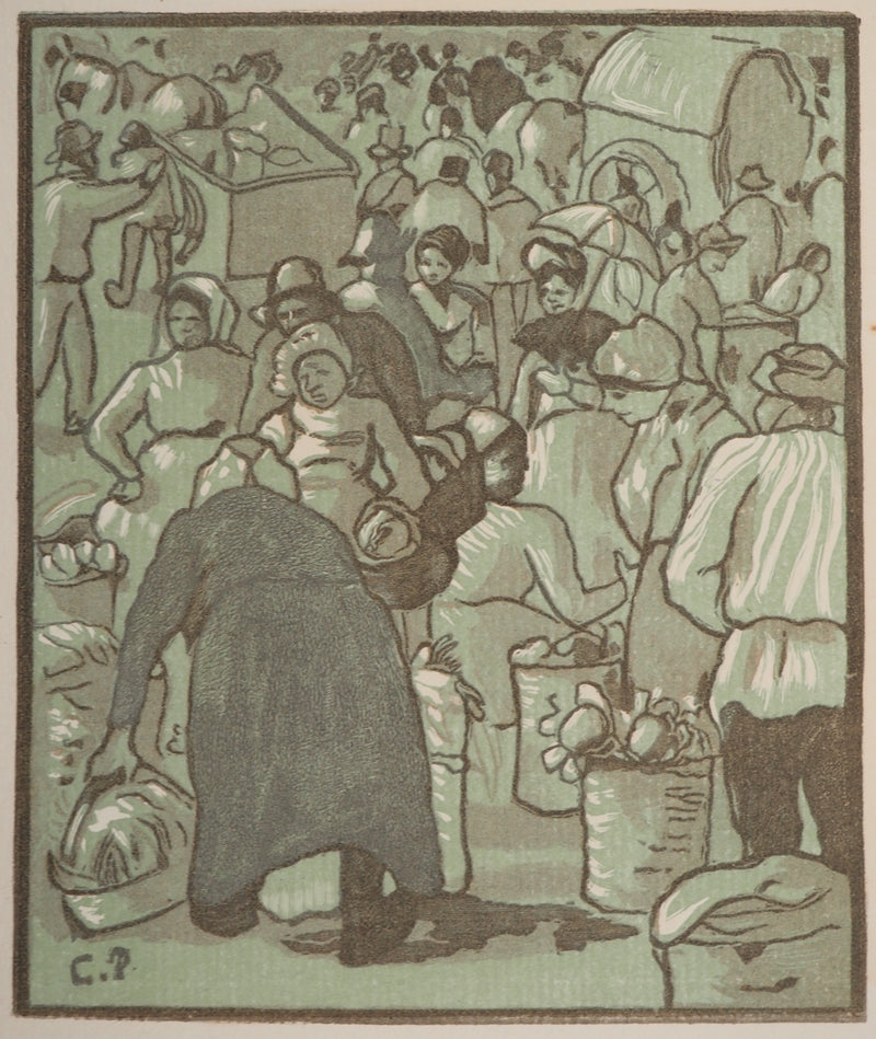 Camille PISSARRO : Au marché, Gravure originale (vue générale) - Crédit photo : Galerie Art.Paris