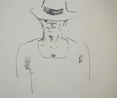 Maurice GENIS : Sous le chapeau, Dessin original (photo de détail 3) - Crédit photo : Galerie Art.Paris