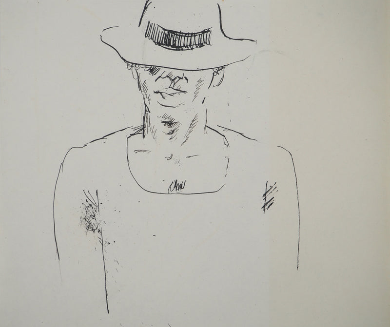 Maurice GENIS : Sous le chapeau, Dessin original (photo de détail 3) - Crédit photo : Galerie Art.Paris