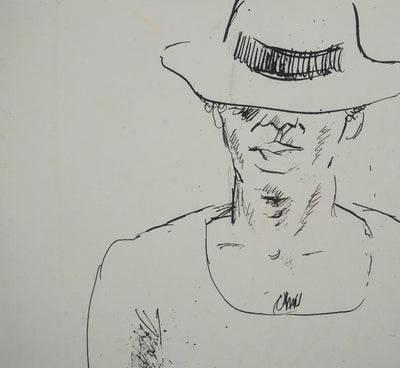 Maurice GENIS : Sous le chapeau, Dessin original (photo de détail 4) - Crédit photo : Galerie Art.Paris