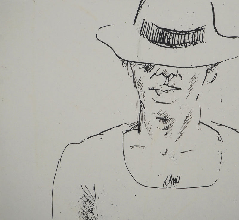 Maurice GENIS : Sous le chapeau, Dessin original (photo de détail 4) - Crédit photo : Galerie Art.Paris
