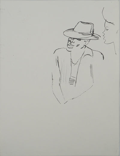 Maurice GENIS : Dans la fil d'attente, Dessin original (photo de détail 5) - Crédit photo : Galerie Art.Paris