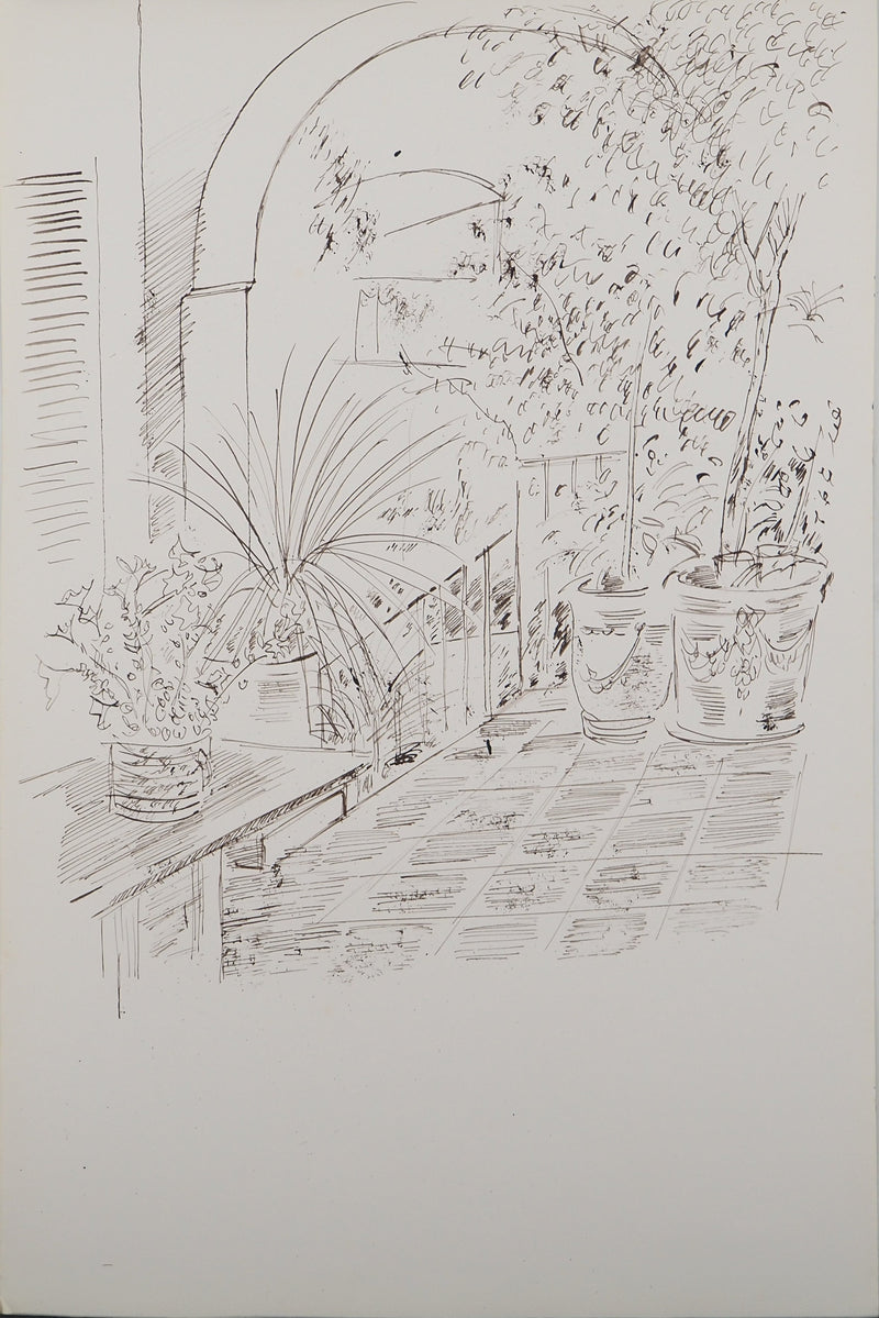 Maurice GENIS : Terrasse en Provence, Dessin original (vue générale) - Crédit photo : Galerie Art.Paris