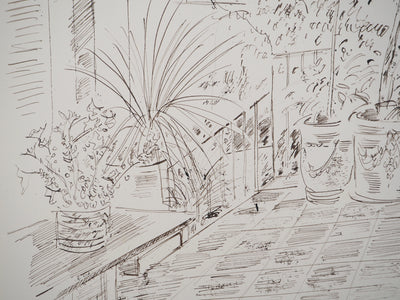 Maurice GENIS : Terrasse en Provence, Dessin original (photo de détail 3) - Crédit photo : Galerie Art.Paris