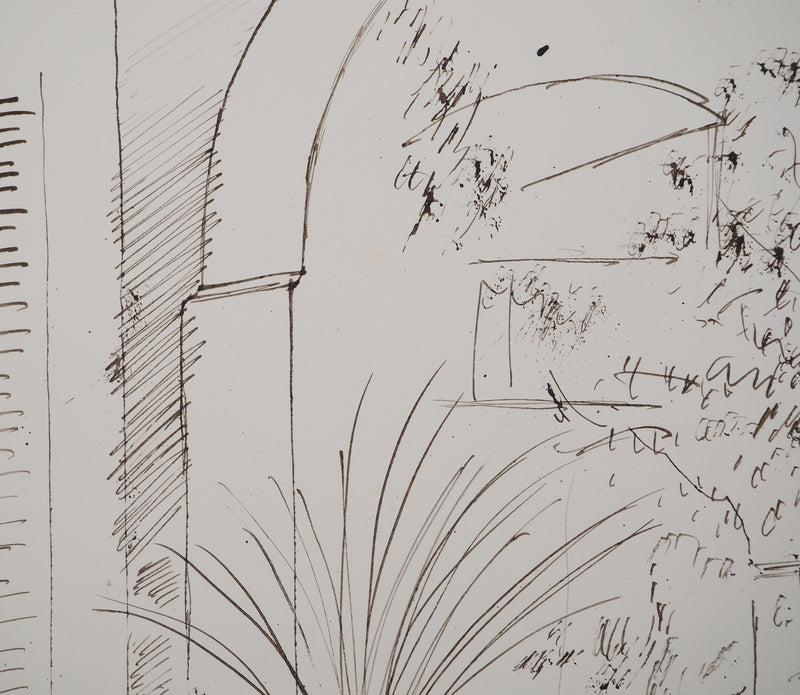 Maurice GENIS : Terrasse en Provence, Dessin original (photo de détail 4) - Crédit photo : Galerie Art.Paris