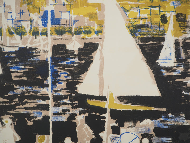 Emilio GRAU SALA : Coucher de soleil sur le port, Lithographie originale (photo de détail 5) - Crédit photo : Galerie Art.Paris