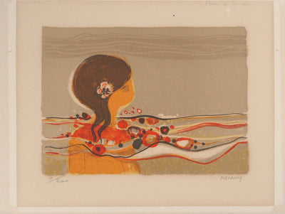 Frédéric MENGUY : Femme face à la mer, Lithographie originale (vue générale) - Crédit photo : Galerie Art.Paris