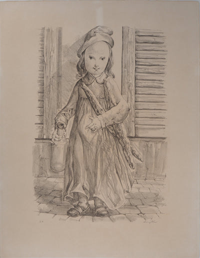 Léonard Tsuguharu FOUJITA : Portrait d'une petite fille, Lithographie originale (vue générale) - Crédit photo : Galerie Art.Paris