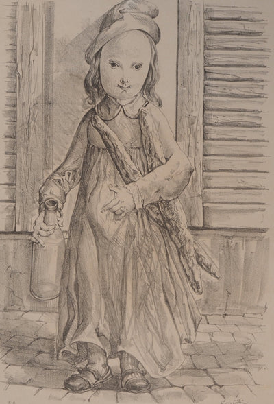 Léonard Tsuguharu FOUJITA : Portrait d'une petite fille, Lithographie originale (photo de détail 4) - Crédit photo : Galerie Art.Paris