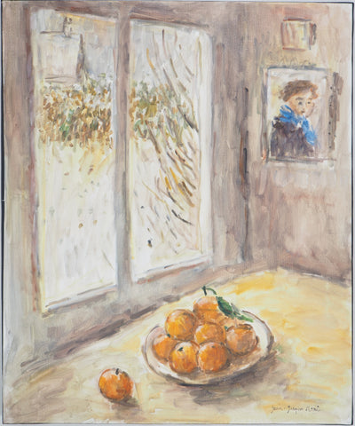 Jean-Jacques RENE : Le jardin sous la neige, Huile sur toile signée