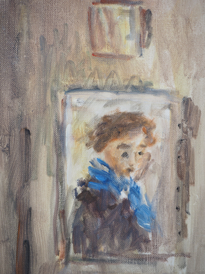 Jean-Jacques RENE : Le jardin sous la neige, Huile sur toile signée