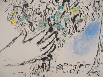 Marc CHAGALL : Offrande de fleurs, Lithographie originale signée