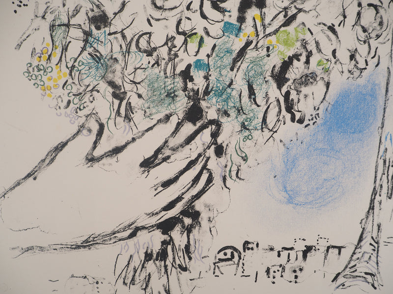Marc CHAGALL : Offrande de fleurs, Lithographie originale signée