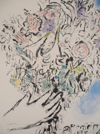 Marc CHAGALL : Offrande de fleurs, Lithographie originale signée