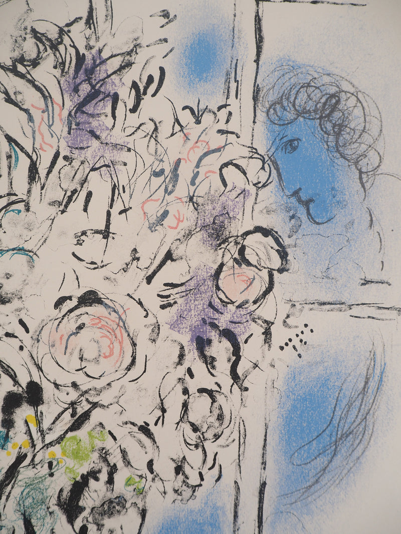 Marc CHAGALL : Offrande de fleurs, Lithographie originale signée