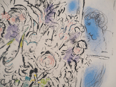 Marc CHAGALL : Offrande de fleurs, Lithographie originale signée