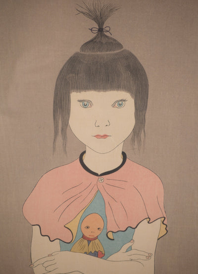 AFFdV Léonard Tsuguharu FOUJITA, Young girl leaning on her back, Original lithograph Signed