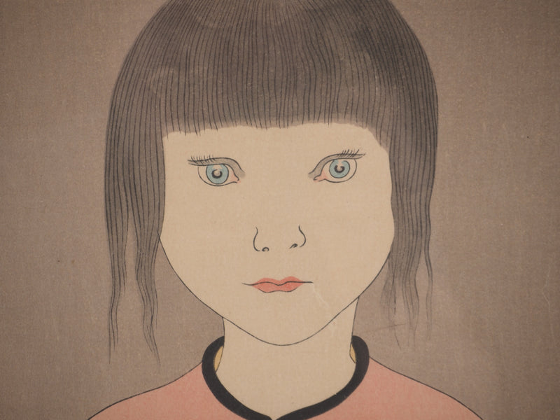 AFFdV Léonard Tsuguharu FOUJITA, Young girl leaning on her back, Original lithograph Signed
