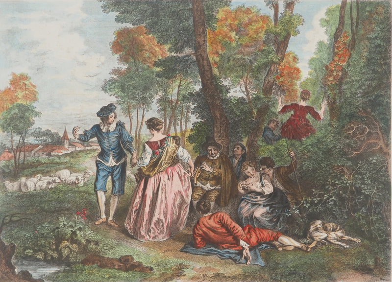 Antoine WATTEAU :, Gravure originale (photo de détail 2) - Crédit photo : Galerie Art.Paris