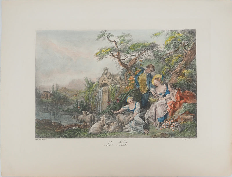 François BOUCHER : Le nid, Gravure originale (vue générale) - Crédit photo : Galerie Art.Paris