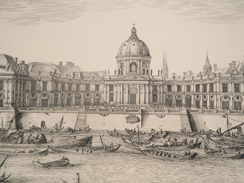 Israël SILVESTRE : Vue du collège des quatre nations, Gravure originale (photo de détail 3) - Crédit photo : Galerie Art.Paris