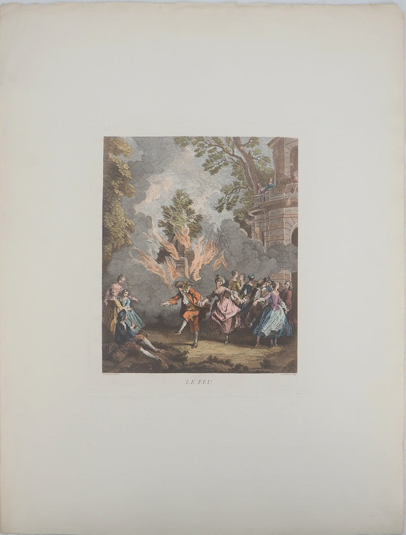 Nicolas LANCRET : Le feu, Gravure originale (vue générale) - Crédit photo : Galerie Art.Paris