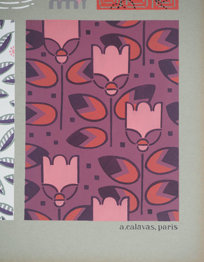 Jacques CAMUS : Les tulipes roses, Lithographie originale (photo de détail 4) - Crédit photo : Galerie Art.Paris